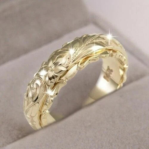 Elegant 18K Gold Plated Wedding Ring Jewelry Women Gift Sz 6-12