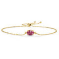 18K Yellow Gold Plated Silver Red Zirconia Solitaire Bracelet For Women (1.21
