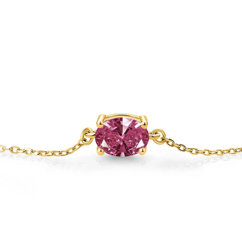 18K Yellow Gold Plated Silver Red Zirconia Solitaire Bracelet For Women (1.21