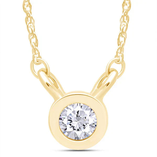 Solitaire Pendant Necklace Round Cut Cubic Zirconia Solid 925 Sterling Silver