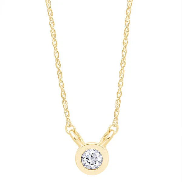 Solitaire Pendant Necklace Round Cut Cubic Zirconia Solid 925 Sterling Silver