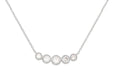 Simulated Round Cubic Zirconia Five Stone Bar Pendant 19" 14k White Gold Plated